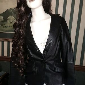 ZARA 100%Black 2 button leather jacket
